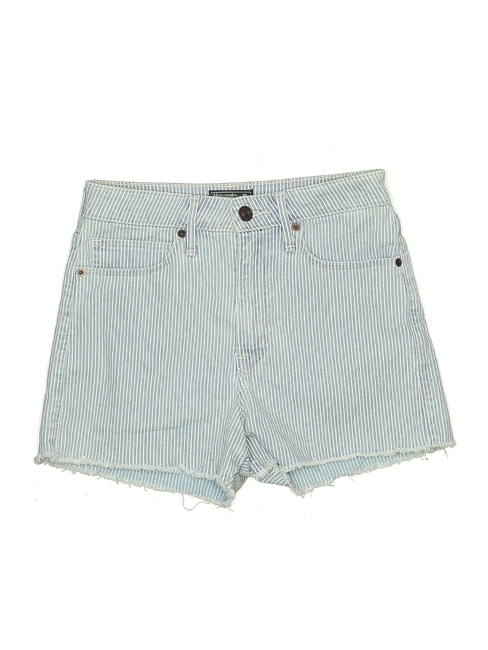 Abercrombie & Fitch Light Blue and White Striped Denim Shorts - Size 2